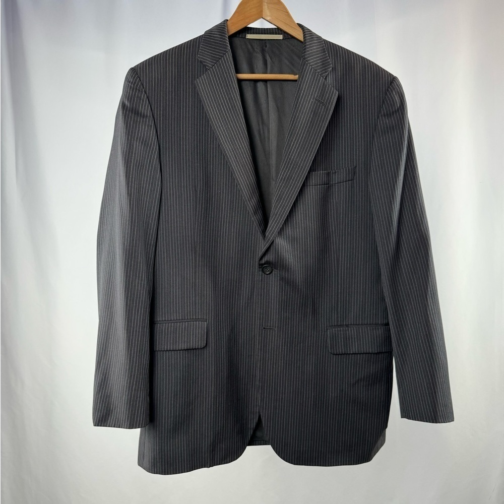 Burberry London 2 Button Stripe Blazer in Charcoal Size 42R